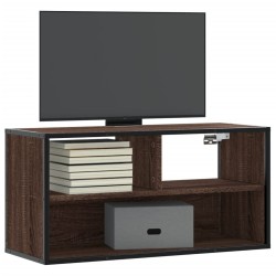 Meuble TV chêne marron 80x31x39,5 cm bois d'ingénierie et métal 623051623051