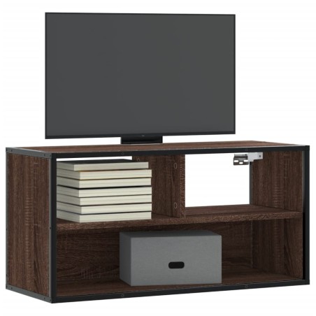 Meuble TV chêne marron 80x31x39,5 cm bois d'ingénierie et métal 623051623051