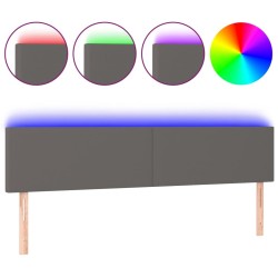 Tête de lit à LED Gris 200x5x78/88 cm Similicuir 623053623053