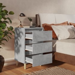 Tables de chevet avec pieds en bois 2 pcs gris béton 40x35x69cm 623055623055