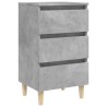 Tables de chevet avec pieds en bois 2 pcs gris béton 40x35x69cm 623055623055