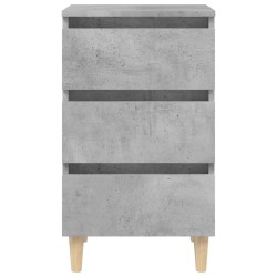 Tables de chevet avec pieds en bois 2 pcs gris béton 40x35x69cm 623055623055