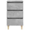 Tables de chevet avec pieds en bois 2 pcs gris béton 40x35x69cm 623055623055