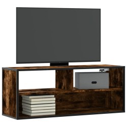 Meuble TV chêne fumé 100x31x39,5 cm bois d'ingénierie et métal 623058623058