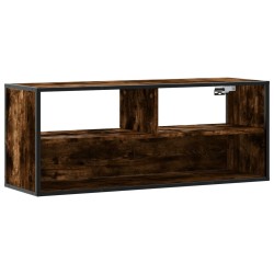 Meuble TV chêne fumé 100x31x39,5 cm bois d'ingénierie et métal 623058623058