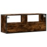 Meuble TV chêne fumé 100x31x39,5 cm bois d'ingénierie et métal 623058623058