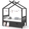 Cadre de lit enfant avec tiroir gris foncé pin massif 70x140 cm 623059623059
