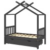 Cadre de lit enfant avec tiroir gris foncé pin massif 70x140 cm 623059623059