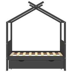Cadre de lit enfant avec tiroir gris foncé pin massif 70x140 cm 623059623059