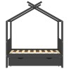 Cadre de lit enfant avec tiroir gris foncé pin massif 70x140 cm 623059623059