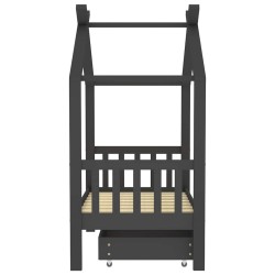 Cadre de lit enfant avec tiroir gris foncé pin massif 70x140 cm 623059623059
