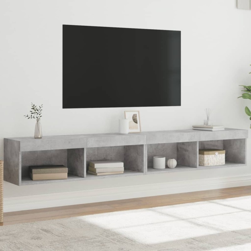Meubles TV avec lumières LED 2 pcs gris béton 100x30x30 cm 623063623063