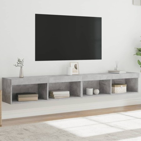 Meubles TV avec lumières LED 2 pcs gris béton 100x30x30 cm 623063623063