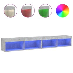 Meubles TV avec lumières LED 2 pcs gris béton 100x30x30 cm 623063623063