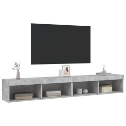 Meubles TV avec lumières LED 2 pcs gris béton 100x30x30 cm 623063623063
