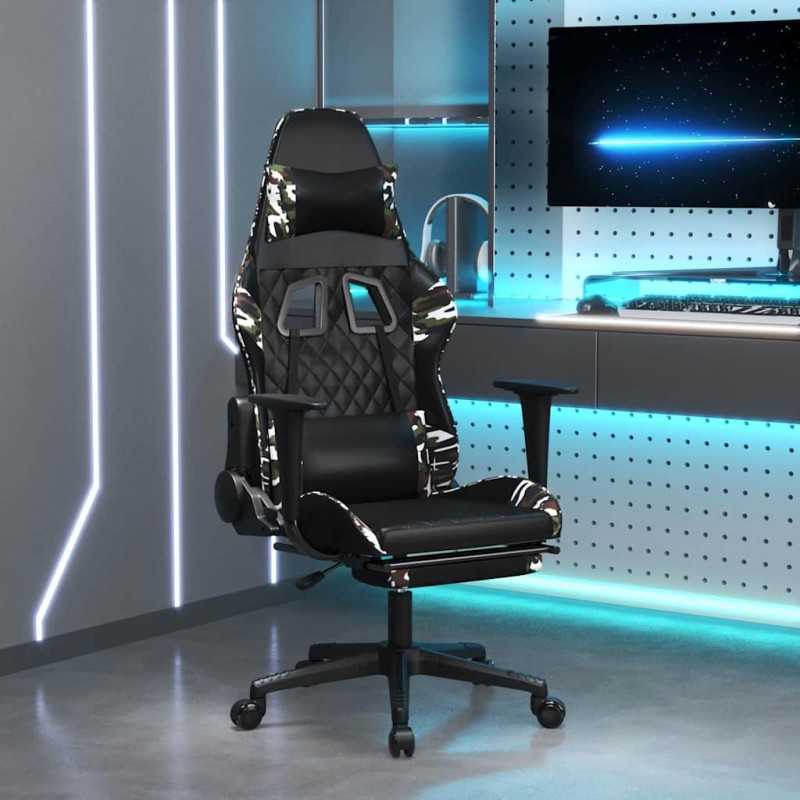 Chaise de jeu de massage repose-pied Noir&Camouflage Similicuir 623066623066