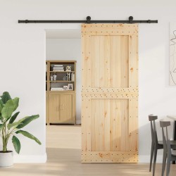 Porte coulissante NARVIK Naturel et noir 95 x 210 cm (213,5 cm) 623068623068