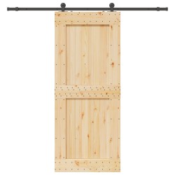 Porte coulissante NARVIK Naturel et noir 95 x 210 cm (213,5 cm) 623068623068