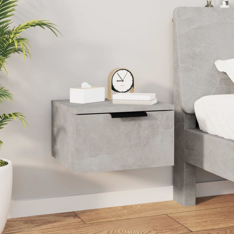 Table de chevet murale Gris béton 34x30x20 cm 623070623070