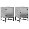 Tables de chevet et portes vitrées 2 pcs gris béton 35x37x50 cm 623071623071