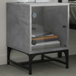 Tables de chevet et portes vitrées 2 pcs gris béton 35x37x50 cm 623071623071