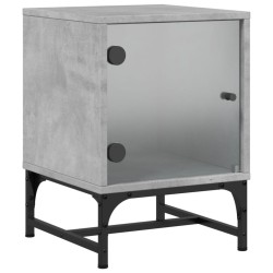 Tables de chevet et portes vitrées 2 pcs gris béton 35x37x50 cm 623071623071