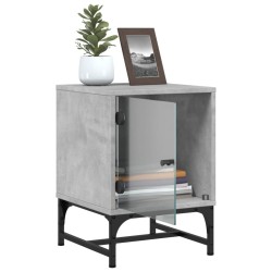 Tables de chevet et portes vitrées 2 pcs gris béton 35x37x50 cm 623071623071