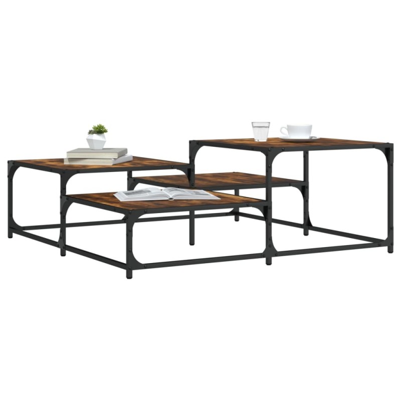 Table basse chêne fumé 107x107x40 cm bois d'ingénierie 623086623086
