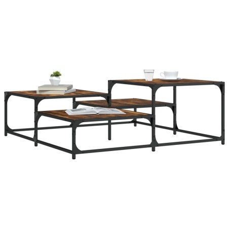 Table basse chêne fumé 107x107x40 cm bois d'ingénierie 623086623086