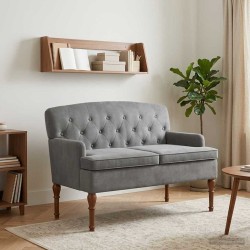 Canapé love seat avec capitonnage en boutons Gris foncé Velours 623090623090