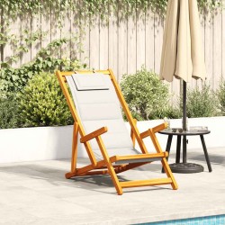 Chaise pliante avec accoudoirs en bois d'acacia gris clair et textilène 623098623098