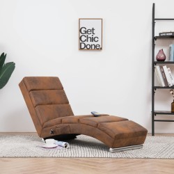 Chaise longue de massage Marron Similicuir daim 623109623109
