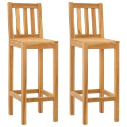 Tabouret de bar 2 pcs Naturel Bois de teck massif 623113623113