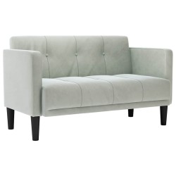 Canapé deux places gris clair 111 cm velours 623117623117