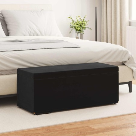 Tabouret Noir 101 x 41 x 40 cm Velours et Bois Composite 623123623123