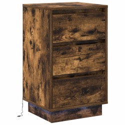 Cabinet de chevet avec tiroir Chêne fumé 39 x 34,5 x 65 cm 623132623132