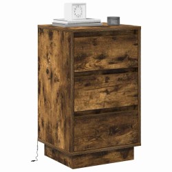 Cabinet de chevet avec tiroir Chêne fumé 39 x 34,5 x 65 cm 623132623132