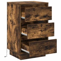 Cabinet de chevet avec tiroir Chêne fumé 39 x 34,5 x 65 cm 623132623132
