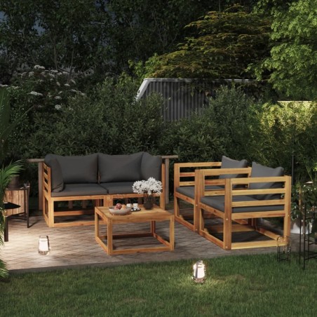 Salon de jardin 5 pcs avec coussin Bois d'acacia solide 623133623133