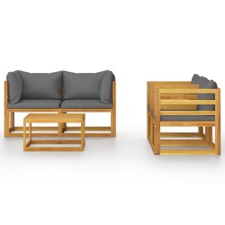 Salon de jardin 5 pcs avec coussin Bois d'acacia solide 623133623133