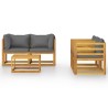 Salon de jardin 5 pcs avec coussin Bois d'acacia solide 623133623133