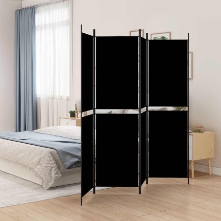 Cloison de séparation 4 panneaux Noir 200x200 cm Tissu 623135623135