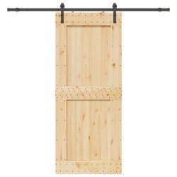 Porte coulissante NARVIK Naturel et noir 95 x 210 cm (213,5 cm) 623136623136