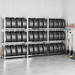 Porte-pneus à 3 niveaux 3 pcs Argenté 110x40x200 cm Acier 623140623140