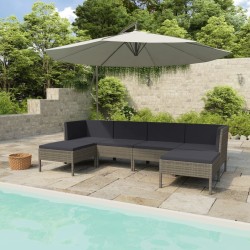 Salon de jardin 6 pcs avec coussins résine tressée gris 623141623141