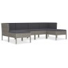 Salon de jardin 6 pcs avec coussins résine tressée gris 623141623141