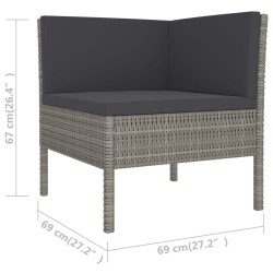Salon de jardin 6 pcs avec coussins résine tressée gris 623141623141