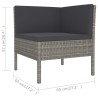 Salon de jardin 6 pcs avec coussins résine tressée gris 623141623141