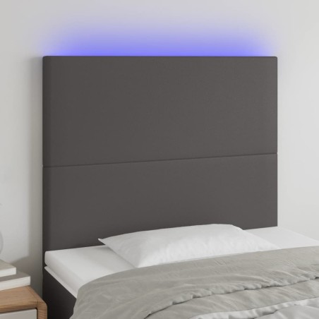 Tête de lit à LED Gris 100x5x118/128 cm Similicuir 623144623144