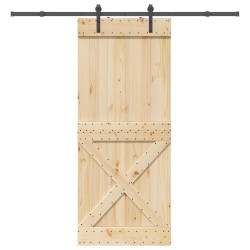 Porte coulissante NARVIK Naturel et noir 95 x 210 cm (213,5 cm) 623153623153